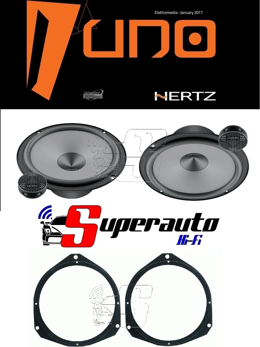 Hertz Linea Uno K165 K 165 Kit de altavoces de dos vías para coche de 165 mm + soportes para altavoces Opel Astra H desde 2005 y Corsa D desde 2006, delanteros de 165 cm