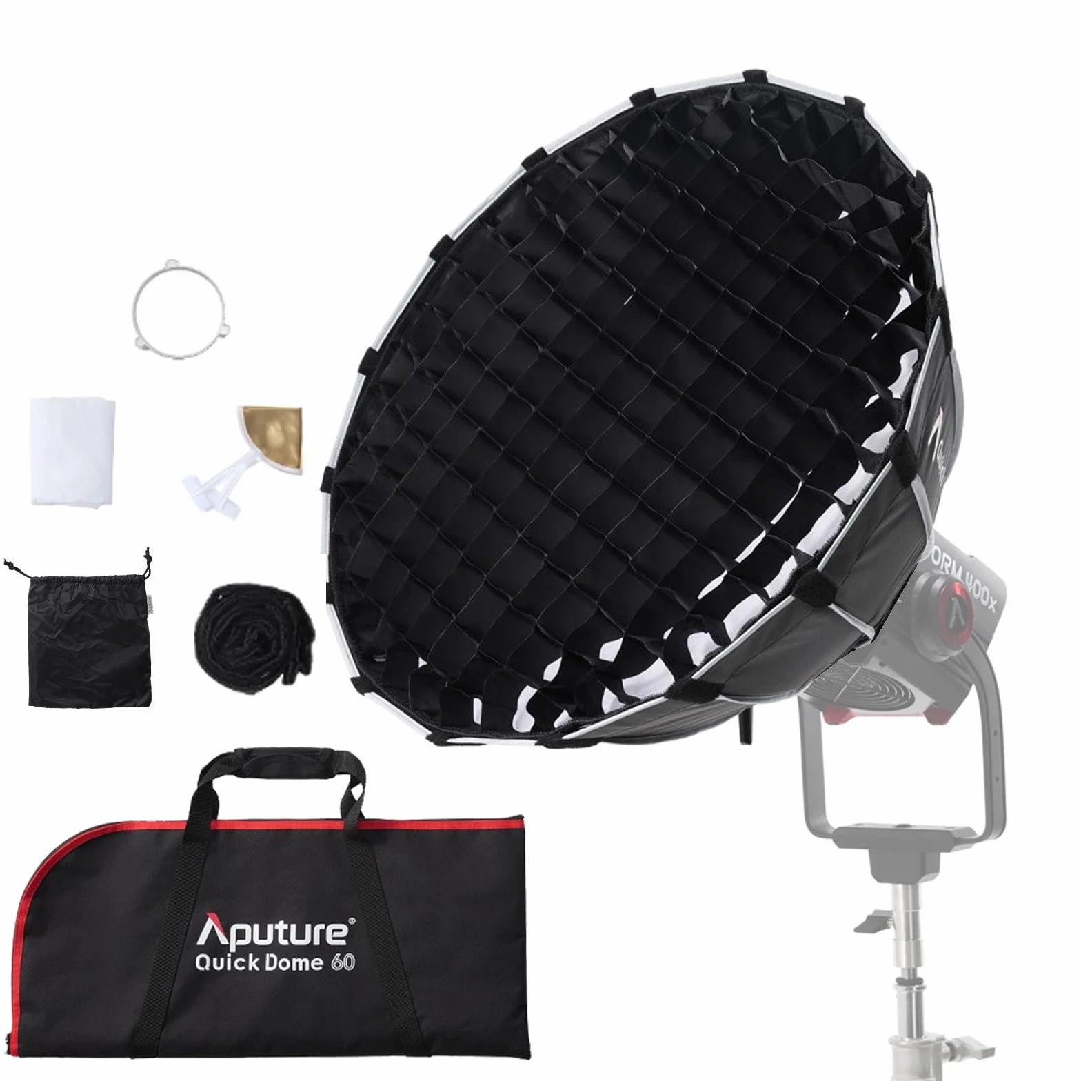 Softbox Aputure Quick Dome 60 de 60 cm (23 pulgadas) con montura Bowens, configuración rápida, controles de iluminación y modificadores para Aputure Storm 700X, 400X, 80c, Amaran 300c/150c/200x/60x S.