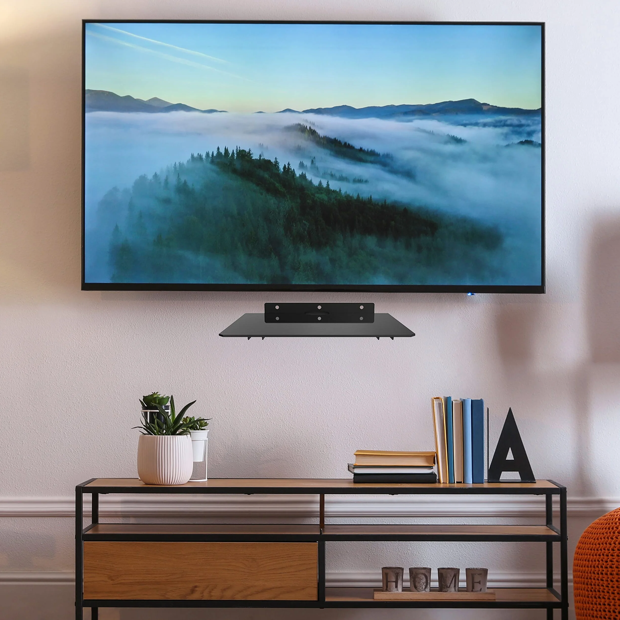 Retoo Estantería Pared Estante Colgante de cristal hasta 10kg para multimedia de TV reproductor de DVD, cajas de cables, consolas de juegos, reproductores de Blu-Ray, receptores Hi-Fi