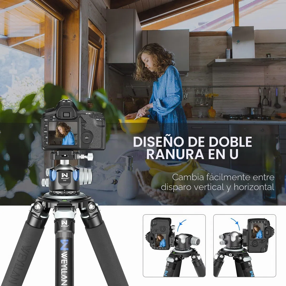 WEYLLAN CH55 cabeça de Bola de tripé, 55mm cabeça de tripé de Metal | 55mm cabeça de tripé, com placa de desbloqueio rápido Arca Swiss, para tripé, DSLR, câmara de vídeo, cámara,carga máxima 40kg