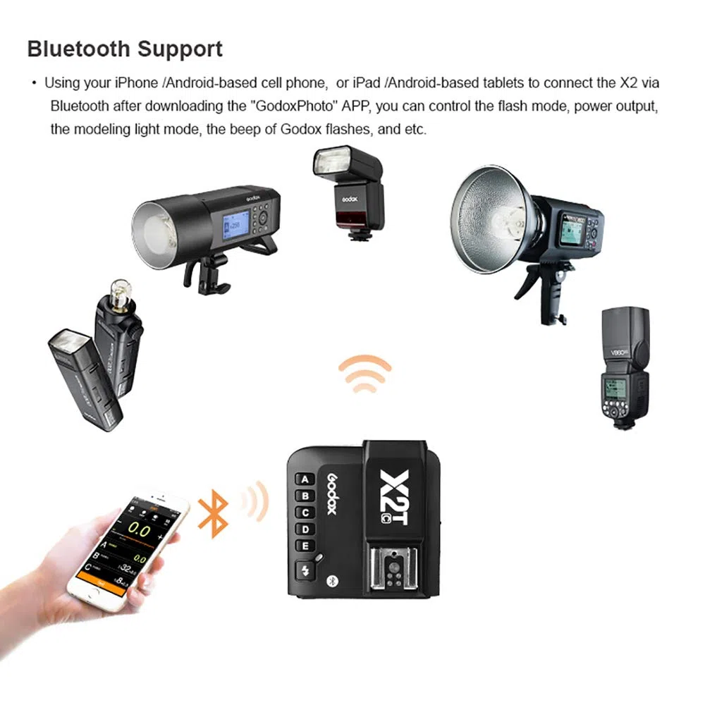 Godox X2T-F 2.4G Wireless Flash Trigger Transmisor para Fuji con TTL II HSS 1 / 8000s Grupo Función LED Panel de Control actualización firmware