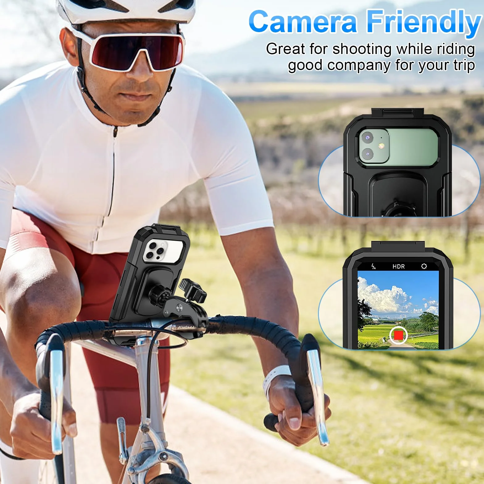 Soporte Móvil Moto Impermeable Universal 360° Rotación Porta Teléfono Bicicleta Antivibración para 5,5-7,0" Smartphones
