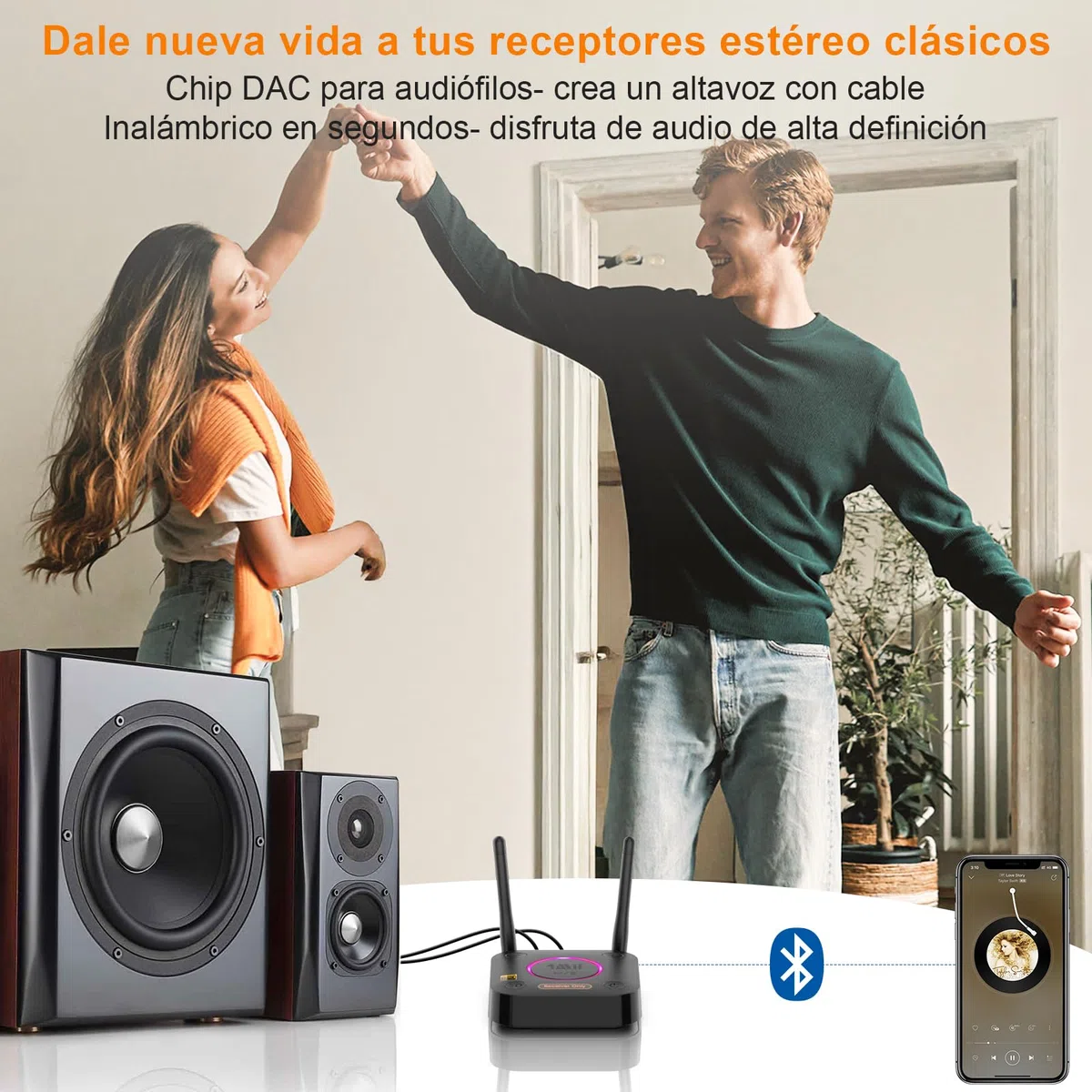 1Mii B06Ultra Receptor Bluetooth 5.3 HiFi, Hi-Res LDAC Adaptador Bluetooth Audio con ESS DAC Audiofilo, 3D Surround, aptX HD y Baja Latencia, Salida Óptica/Coaxial/AUX 3.5mm para Estéreo, Amplificador