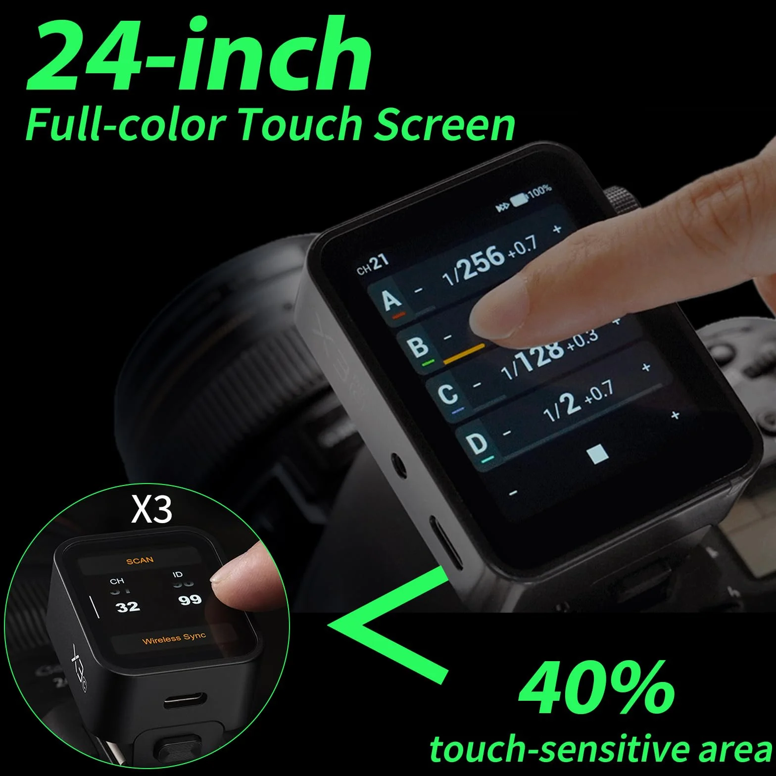 Godox X3PRO N X3Pro-N TTL Disparador de Flash Inalámbrico para Nikon,Sistema Inalámbrico X de 2.4GHz,Pantalla Táctil de 2.4Pulgadas,Control por Bluetooth y Aplicación,Control del Obturador,Carga USB-C