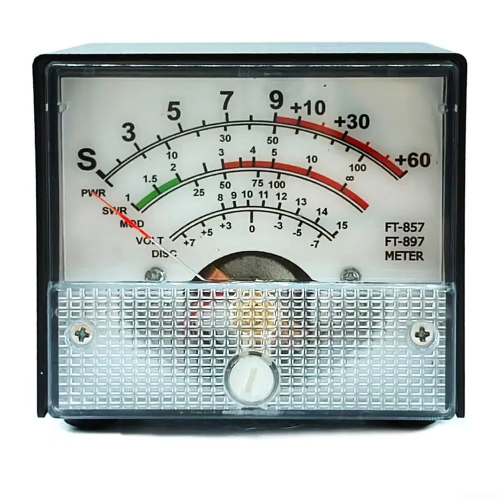Mini FT857F897 - Medidor de onda estacionaria externo para FT-857D y FT-897D, VSWR SWR SWR medidor de potencia con cable de 100 cm, medidor S para pantalla de disco SIG PWR MOD, carcasa de hierro con