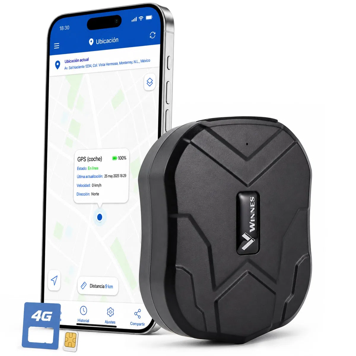 4G Localizador GPS para Coche, Moto y Camión sin Suscripción, Batería 10000 mAh hasta 100 Días en Espera, Seguimiento en Tiempo Real, Rastreador GPS con Imán, Alerta Antirrobo, Geovalla y App - TK905B