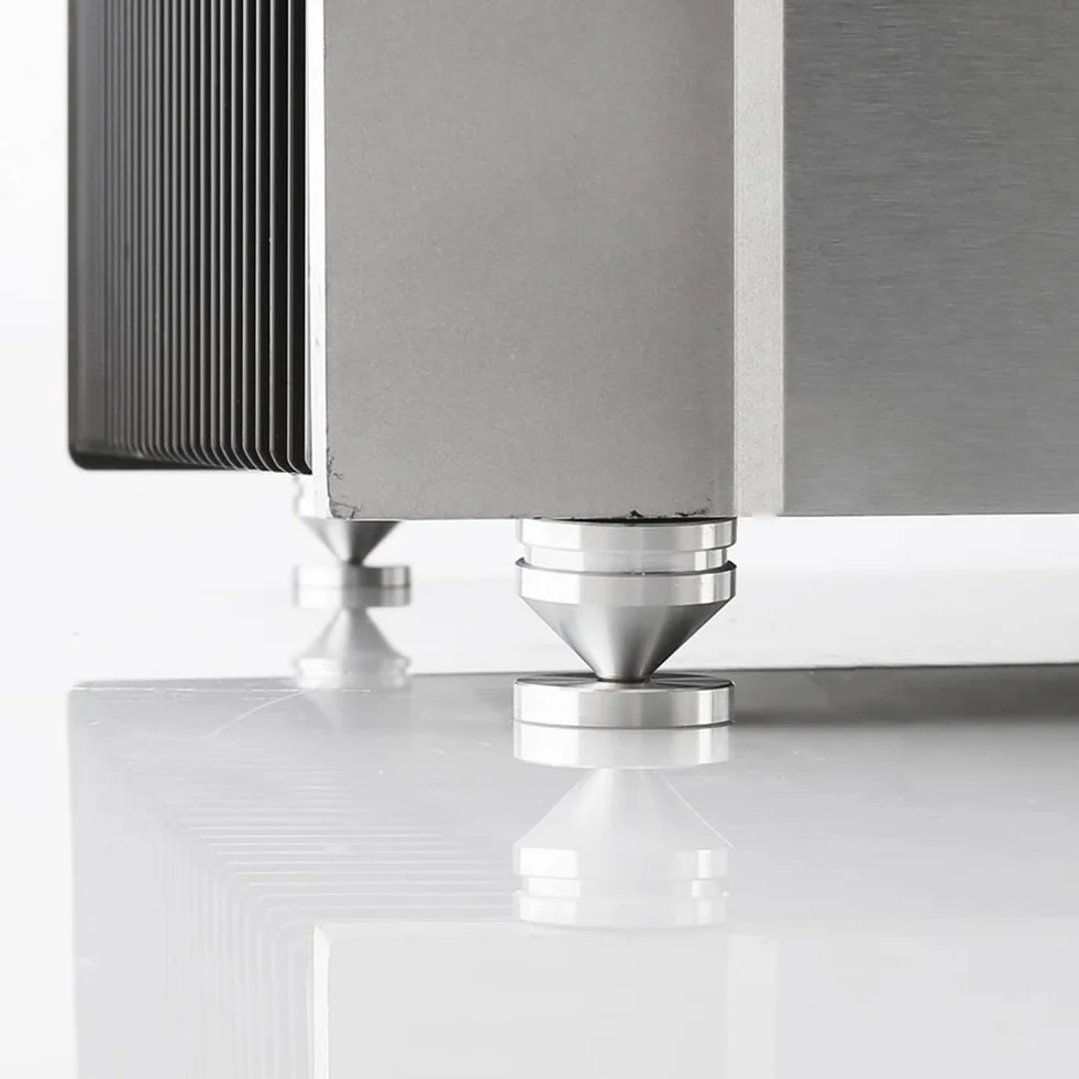 8 puntas para altavoces, de aleación de aluminio de alta calidad, patas de suelo con placas de absorción de impactos, clavijas para altavoces para dispositivos HiFi, tocadiscos, altavoces