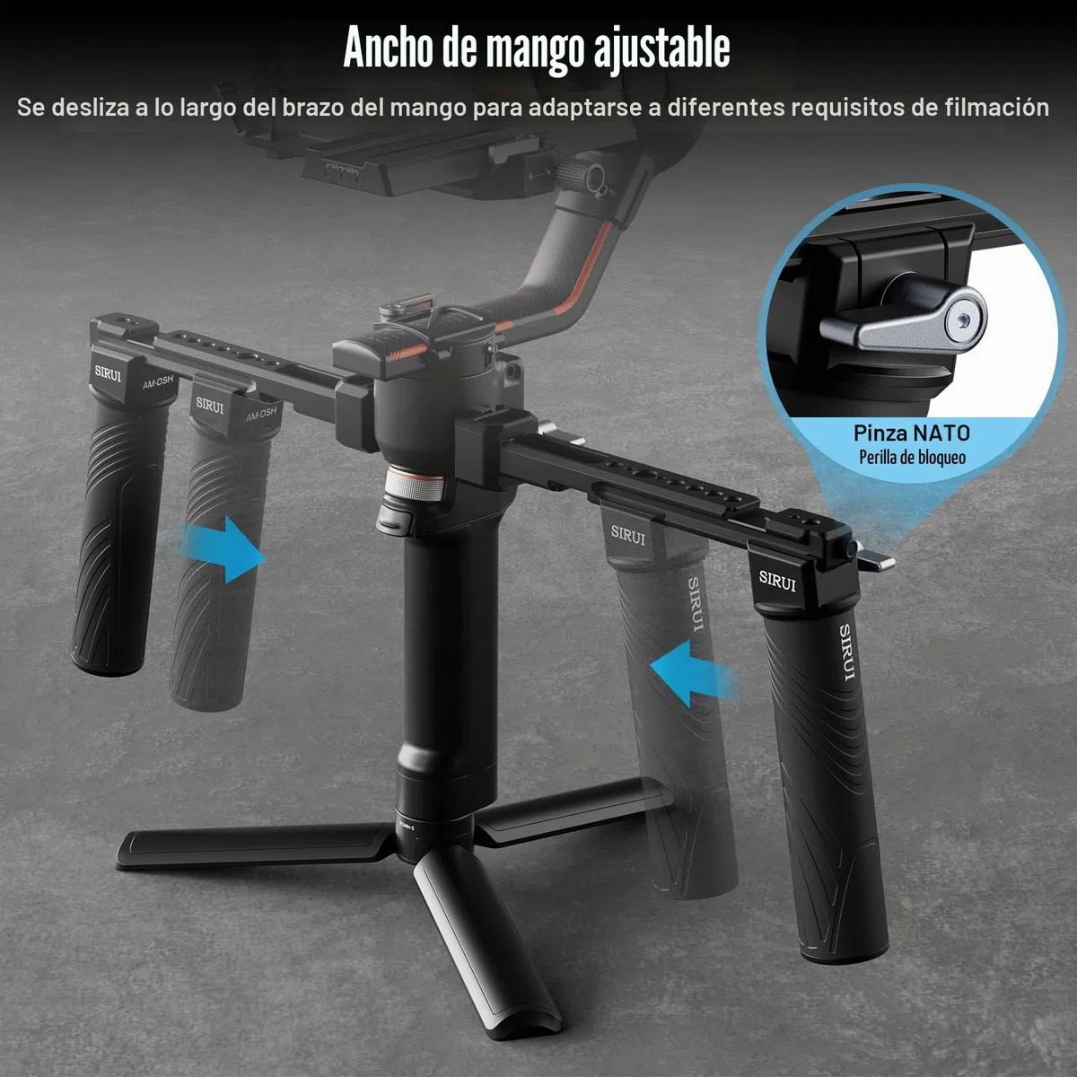 SIRUI Dual Handgrip Empuñadura Grip Doble para dji RS 4/RS 4Pro/RS 3/RS 3 Pro/RS 2/RSC 2/Ronin-S/Ronin-SC, Mango de Cardán con NATO Rail - Am-DSH