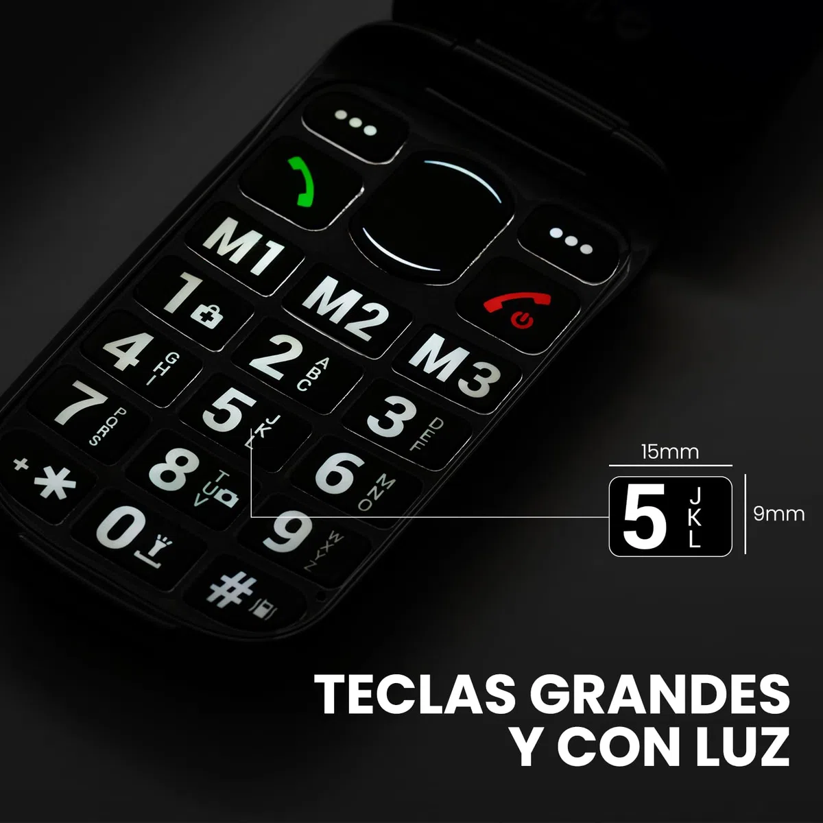 SPC Harmony 2 – Teléfono móvil para Personas Mayores | Teclas Grandes, 4G y Doble Pantalla antirrayaduras (2,8”+1,77”) | Botón SOS y Perfil Ice | Volumen 104dB y Compatible con audífonos, Negro
