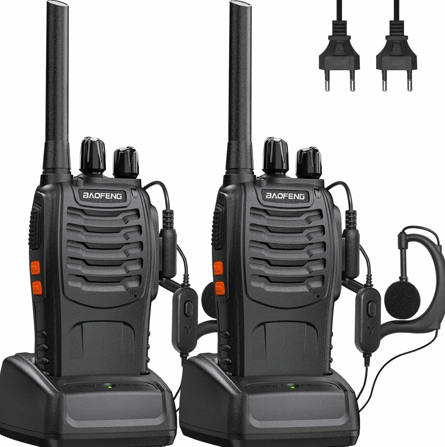 Baofeng Walkie Talkie,Walkis Profecionales,PMR446 Radiocomunicación 16 Canales 2 Piezas Walky Talky Set Recargable Larga Distancia Receptores con Auriculares y Luz LED para Actividades al Aire Libre