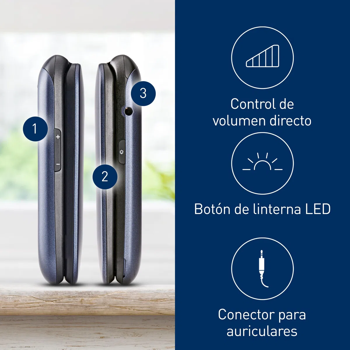 Panasonic KX-TU550EXC 4G Essentials Clamshell Teléfono Móvil para Personas Mayores, Cámara De 1.2 MP, con Pantalla Grande de 2.8", 290 Horas De Tiempo En Espera, Azul