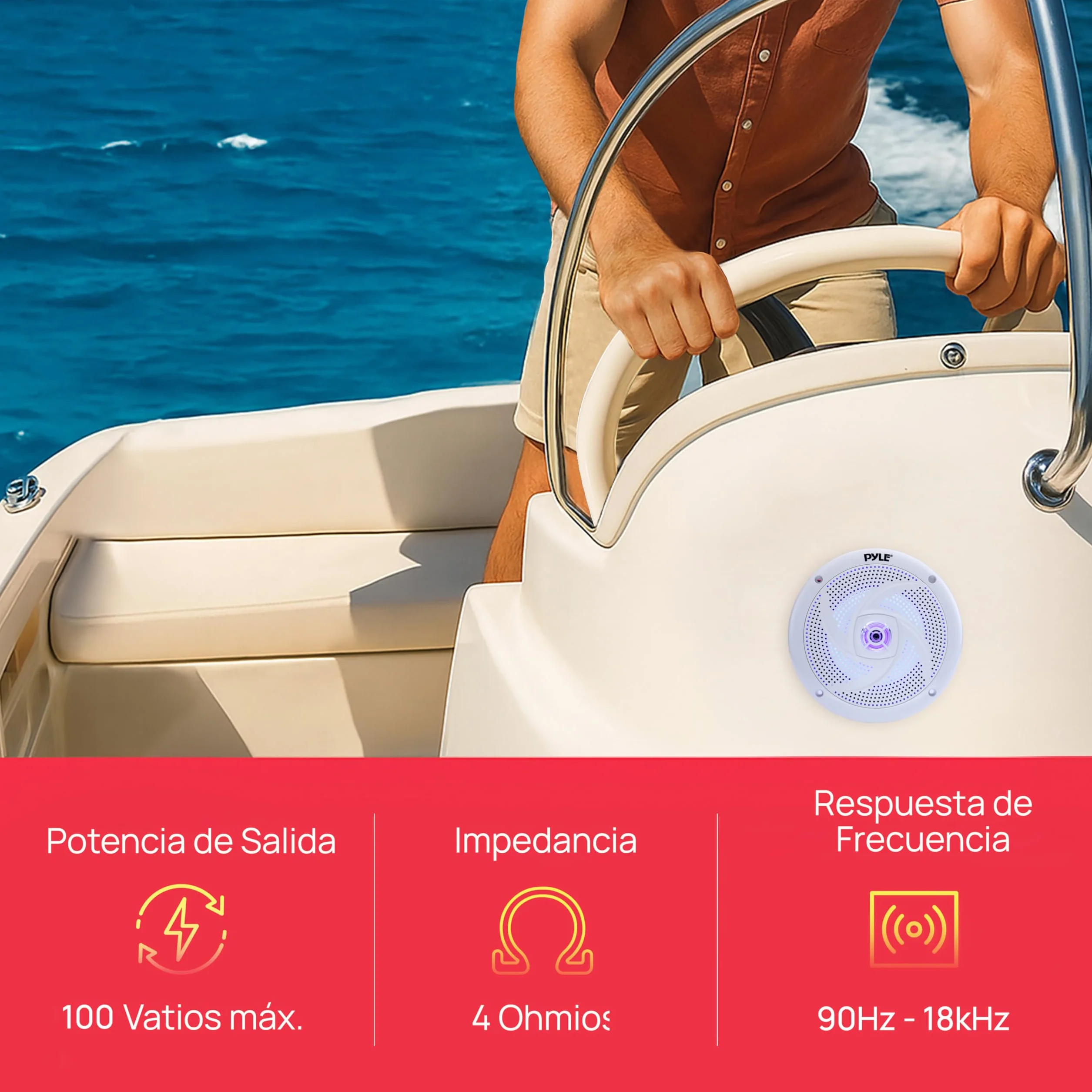 Pyle Altavoces Marinos, 4”, Resistente al Agua y a la Intemperie, Exteriores, 100V
