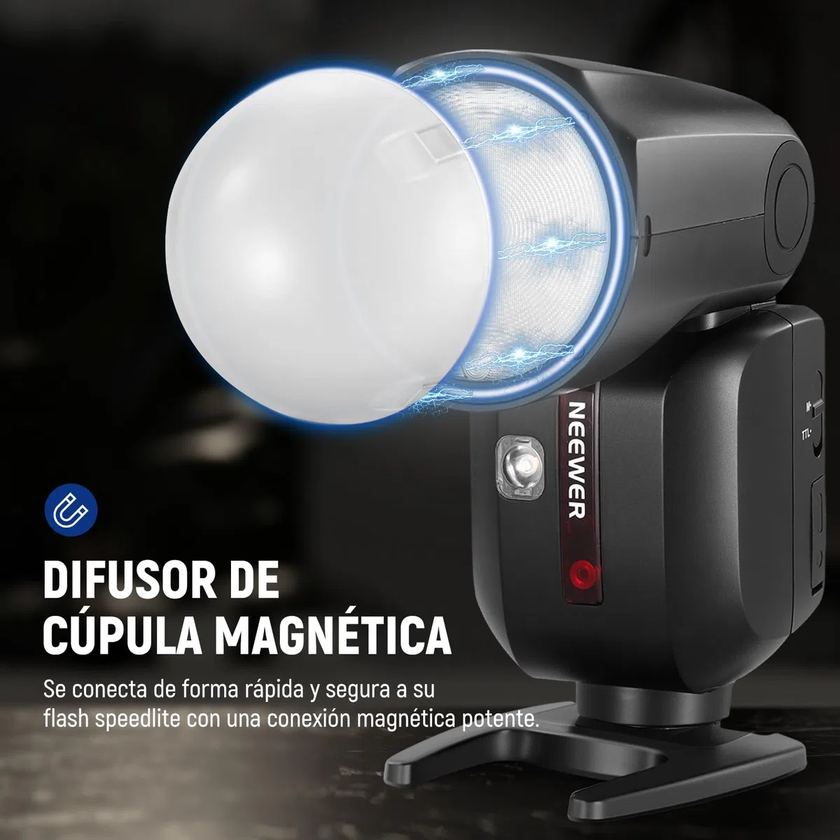 NEEWER Z2-N 2.4G TTL Flash Speedlite Cabeza Redonda Compatible con Nikon, 600 Flashes a Máx Potencia, 3000mAh, 76W 1/8000s HSS, 2 Lámparas Modelado, Difusor Luz, TTL/M Toggle Key para 2.4G Sistema Q