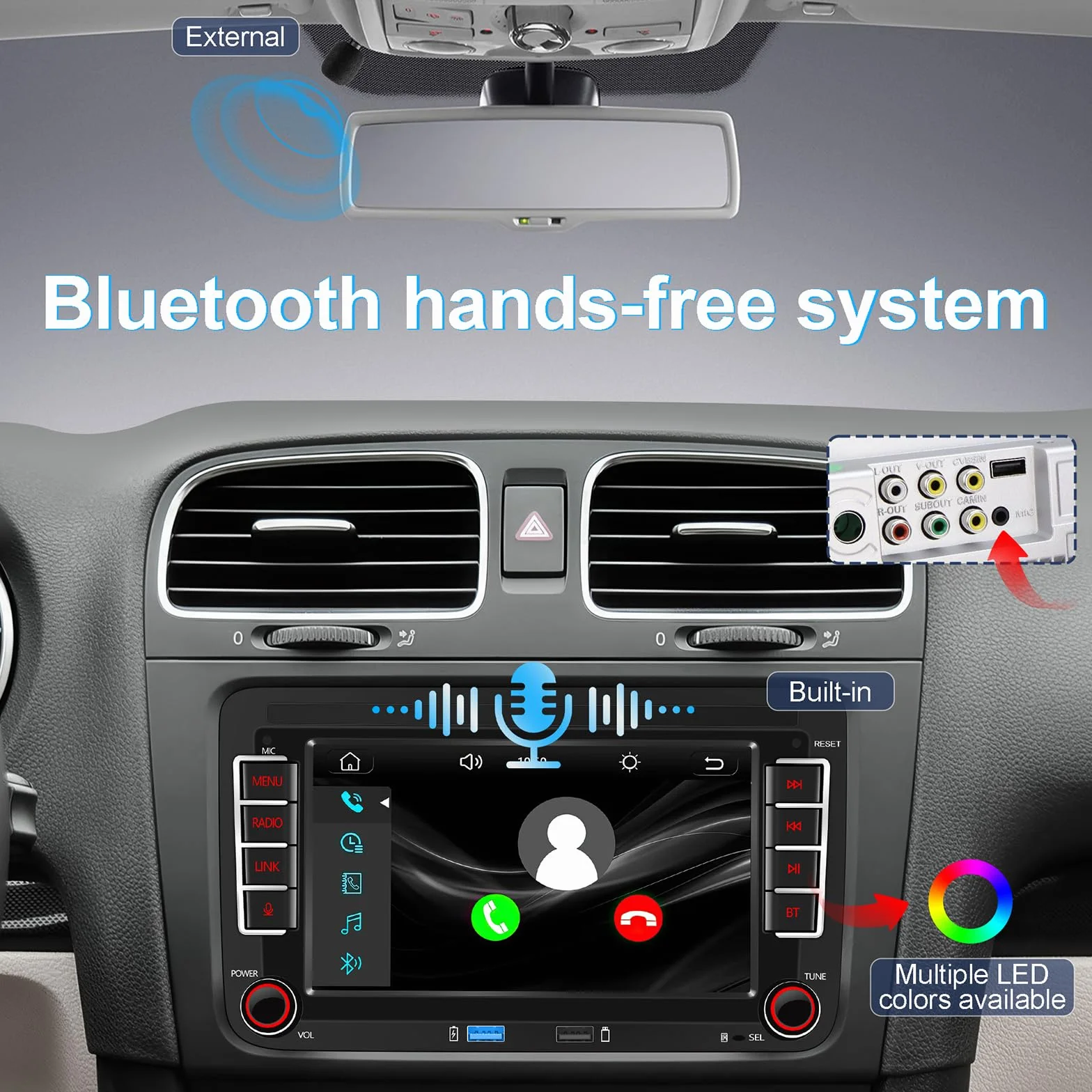 Radio Adecuado para VW Golf R32 5 6, Passat, Skoda, Polo, T5 Tiguan Jetta Mk5. Incorpora una Pantalla IPS de 7 Pulgadas, admite Carplay/Android Auto inalámbricos y es Compatible con Am/FM/RDS/USB/BT