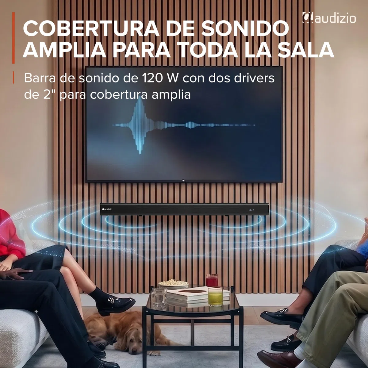 Audizio SB82S – Barra de Sonido 120W con subwoofer 5,25”, HDMI ARC, Bluetooth 5.3, USB y Entrada óptica, soundbar 80 cm para TV con Control Remoto y Montaje Pared, Color Negro