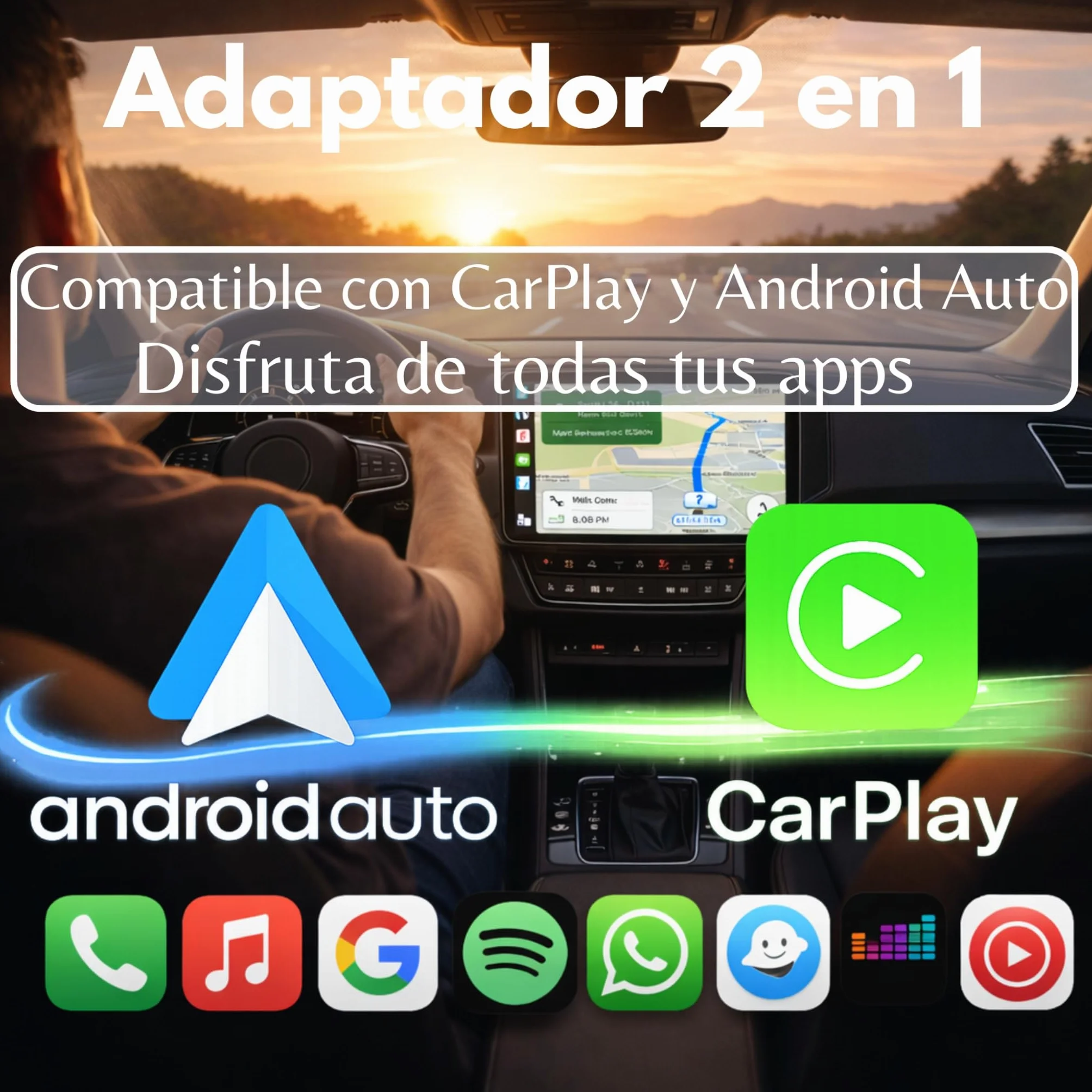C-Pro USB-C Adaptador Inalámbrico CarPlay & Android Auto – Memoria Dual (Ideal Parejas) – Carcasa de Zinc Anti-Calentamiento – Conexión Directa y Estable