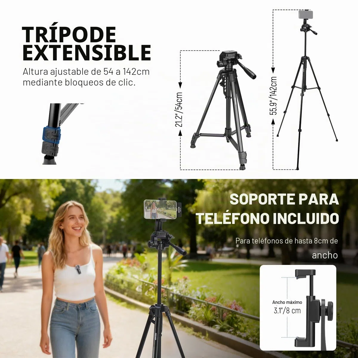 NEEWER BÁSICO PA056 Vlogging Kit para iPhone Android Phone para Youtube TikTok Streaming Cine Grabación, Trípode + Micrófono + Luz LED Relleno, Esenciales para Iniciar la Creación Contenido Youtuber