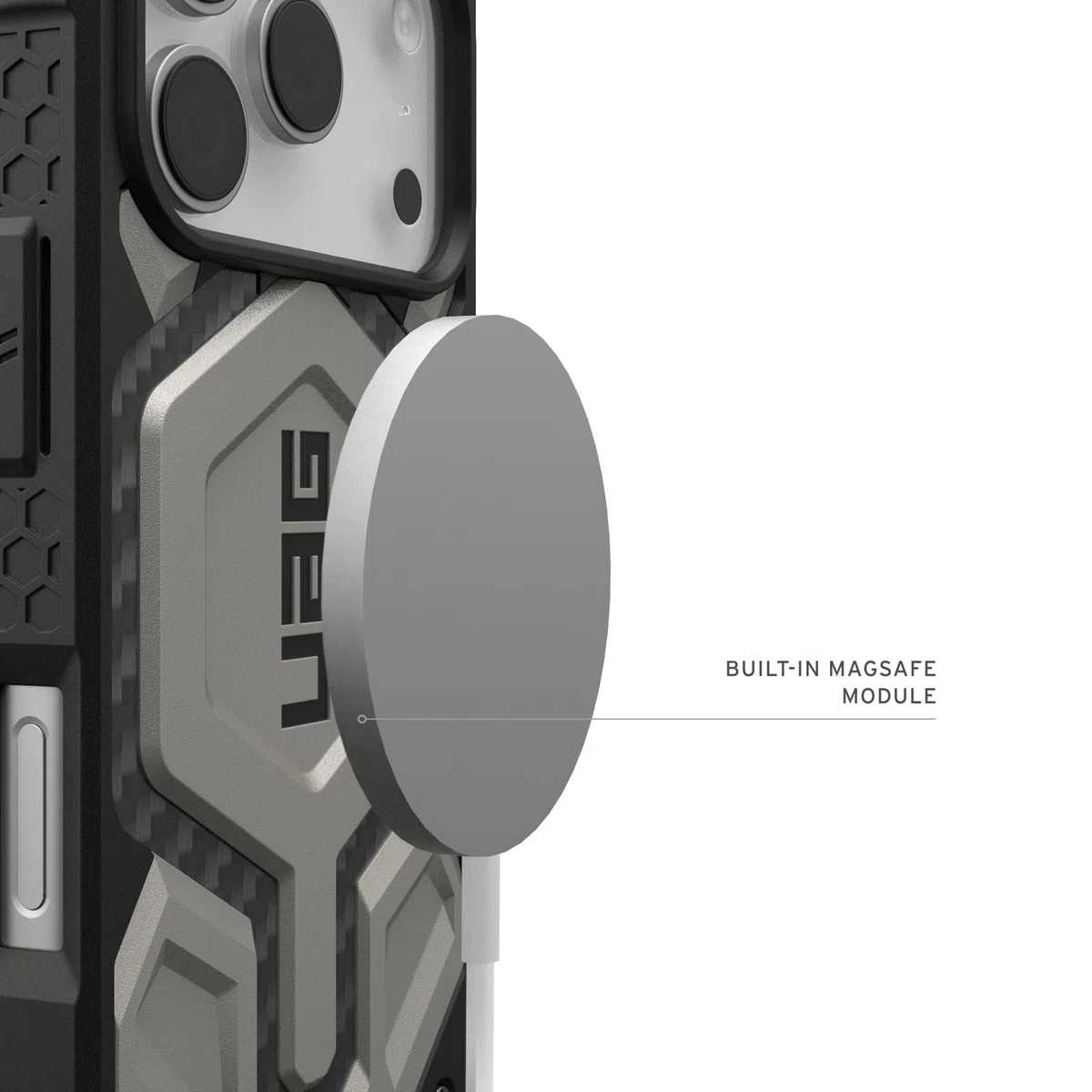 Urban Armor Gear Monarch Pro Case Compatible con Apple iPhone 17 Pro Funda (Carga inalámbrica/magnética, protección de 5 Capas) Titanio