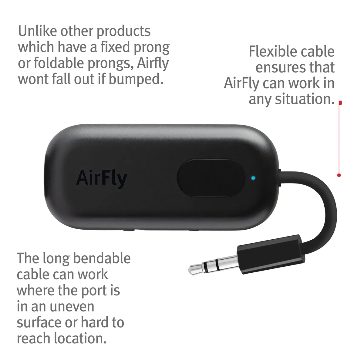 Twelve South AirFly Pro - Transmisor/Receptor de Audio inalámbrico Bluetooth para hasta 2 AirPods/Auriculares inalámbricos; Uso con Cualquier Conector de Audio de 3,5 mm, Color Negro