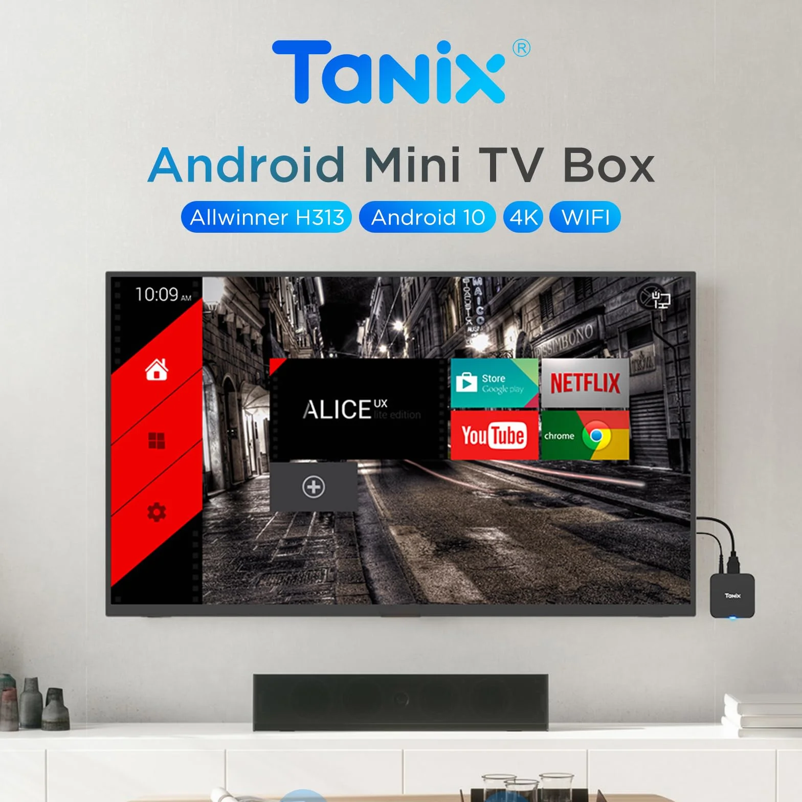 Android TV Box 10.0, 2GB RAM 16GB ROM, Allwinner H313 Quad-Core Arm Cortex A53, 4K HD