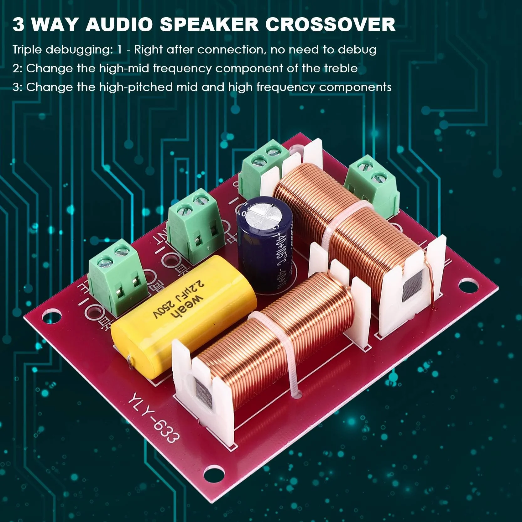 Altavoz Crossover 200 W 3 Vías Filtro de Frecuencia Divisor