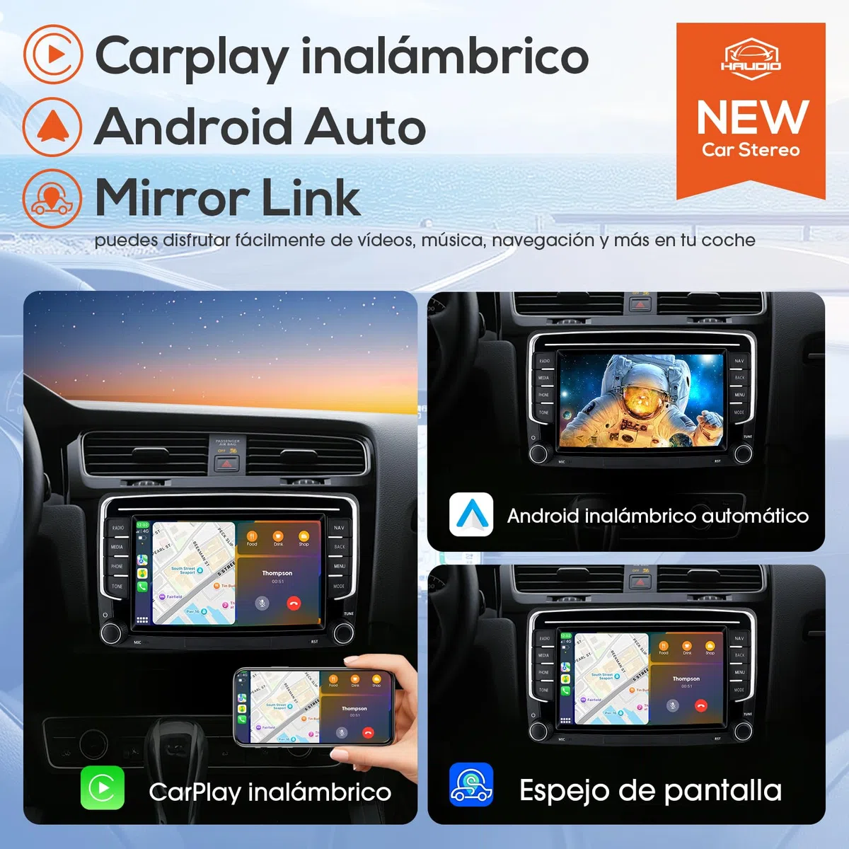 Haudio Coche Radio 2 DIN con Apple CarPlay y Android Auto, 7 Pulgadas Coche Pantalla con Canbus,Bluetooth, Mirror Link,WiFi, FM/Am/RDS/SWC Car Estéreo para VW Golf 6,Passat,Polo, Tiguan,Jetta & Skoda