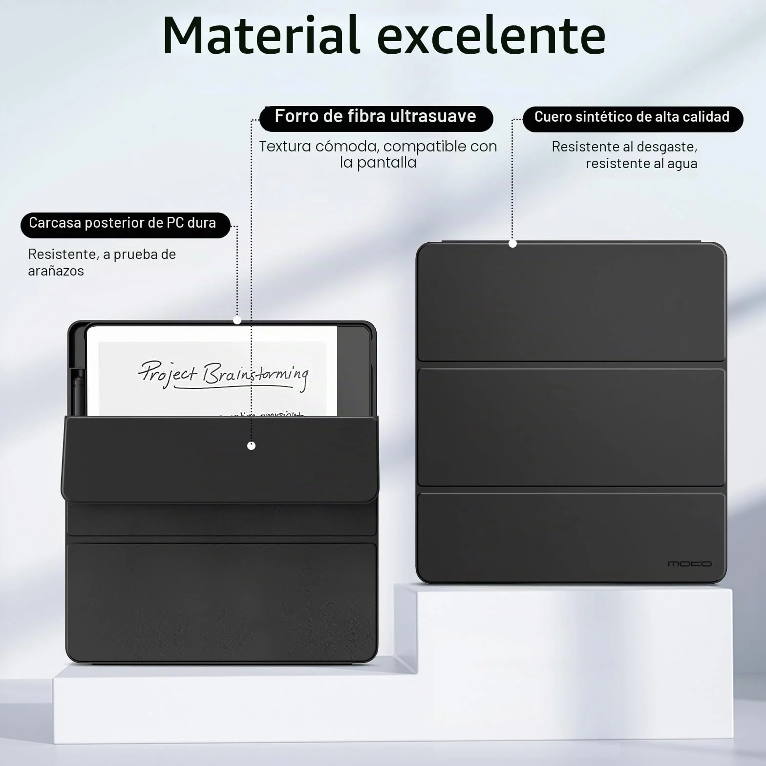 Moko Funda para Kindle Scribe (Modelo de 2024/2022) - Funda de Cuero de Soporte Tríptico con Soporte para Bolígrafo, Auto Sueño/Estela para Amazon Kindle Scribe 2024 de 10,2 Pulgadas, Marrón