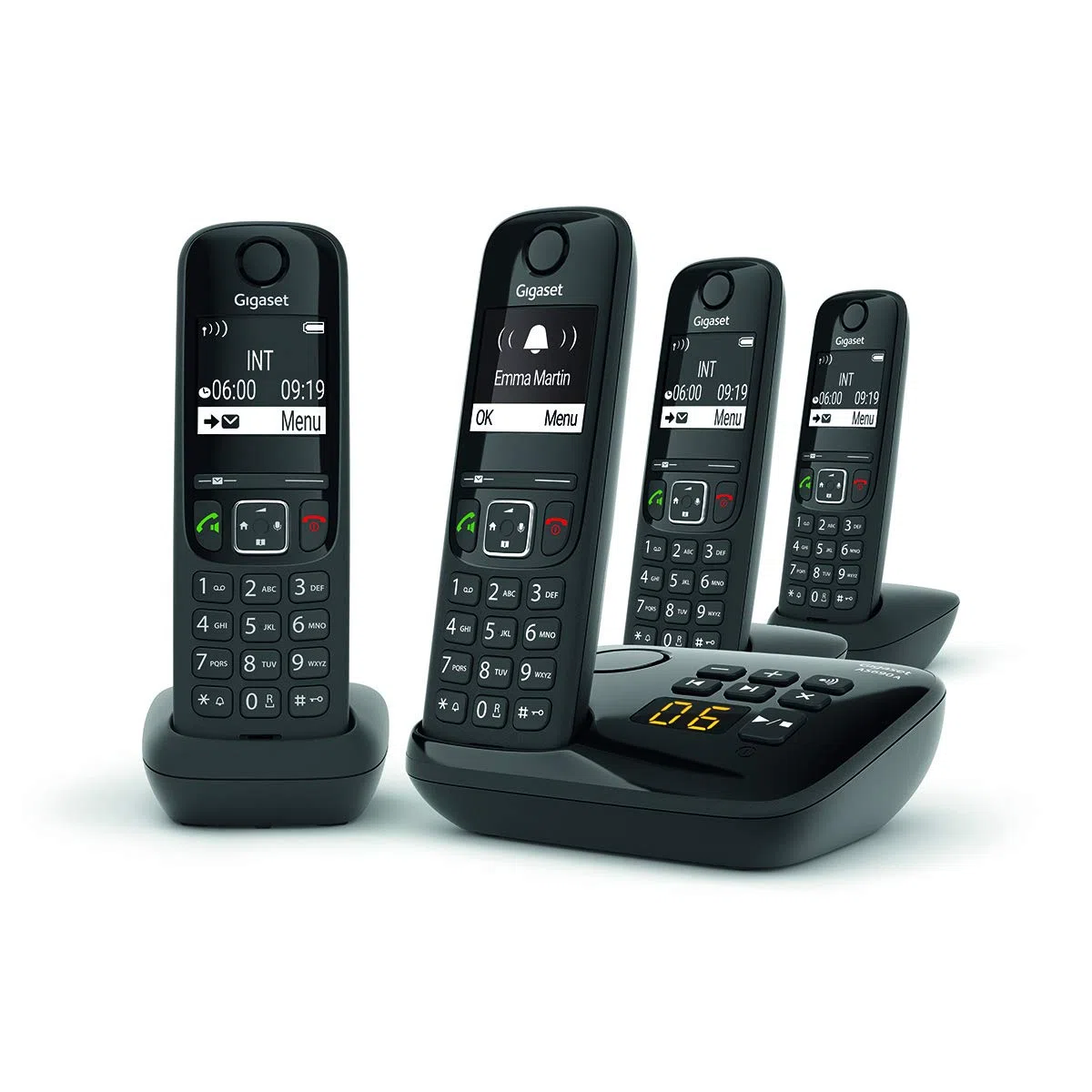 Gigaset teléfono inalámbrico quattro dect negro con contestador automático as690aquattro