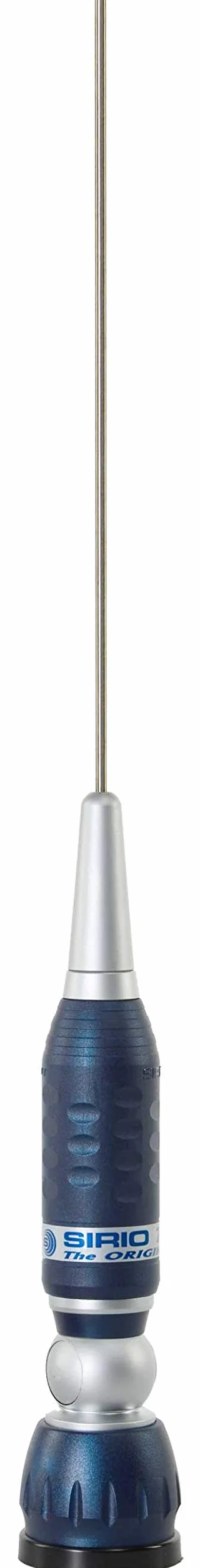 Sirio Antenne Turbo 1000 Blue Line, Antena CB de vehículo, frecuencia 27 – 28,5 MHz, Potencia máxima 1000 W (CW) Short Time, lápiz Inoxidable, inclinable 90°, Altura 1,15 m, Cable de 4 m Incluido