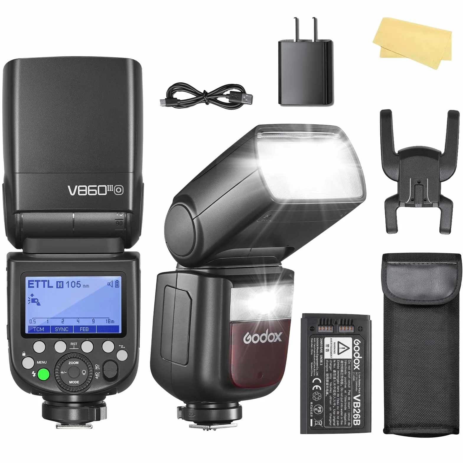 Godox V860III-O Flash de cámara Flash Speedlite Light para Olympus 76 WS 2.4 G TTL HSS 1/8000 s 7.2V/2600mAh Li-Ion batería 0.01-1.5s Tiempo de Carga,10 Pasos Flash de cámara