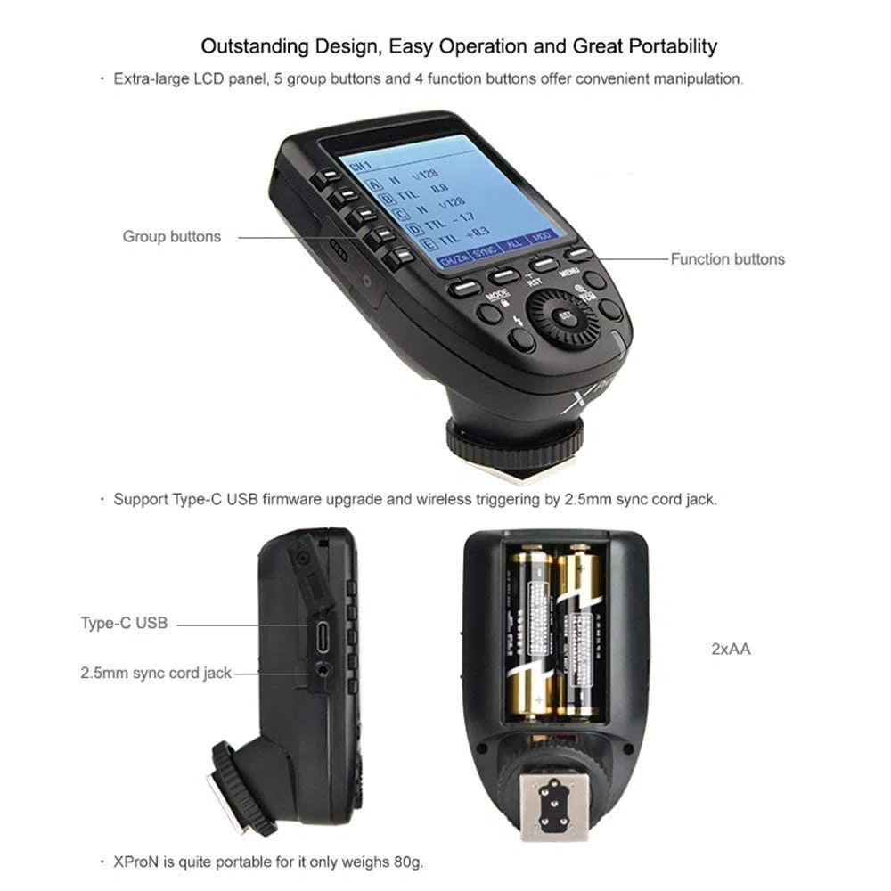 Godox XPro-N i-TTL 2.4G 1/8000s Transmisor de Disparo de Flash Inalámbrico 16 Grupos y 32 Canales para Nikon Cámaras TT350N V350N TT685N V860 V850 AD200 AD400Pro AD600 Pro AD600 V1N V1ProN