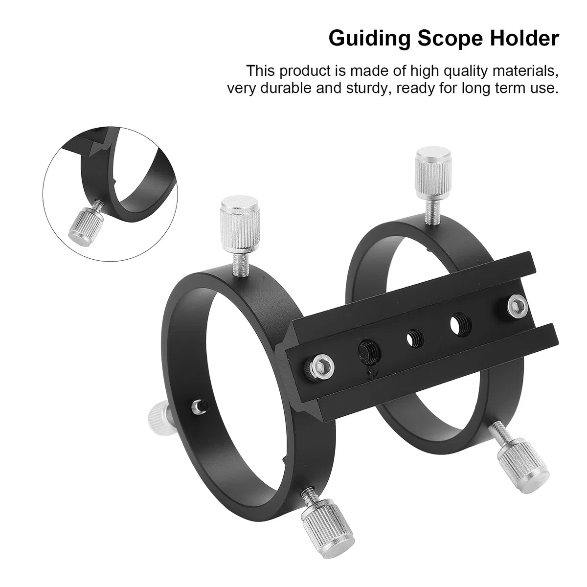 Buscador de telescopio Soporte de alcance, aleación de aluminio Soporte de anillo de montaje de alcance de guía con orificio estándar de 1/4 ", para telescopio astronómico de diámetro interior de 43 a