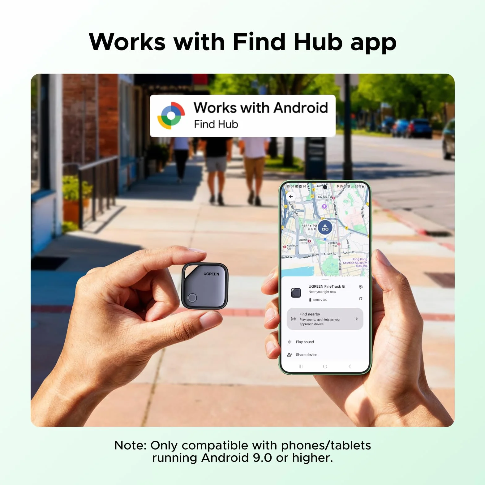 UGREEN FineTrack G Smart Finder Solo Android Localizador USB C Carga Rastreador Compatible con Google Find Hub para Cartera Llaves Equipaje Maleta, 1 Años de Batería(4 Piezas)