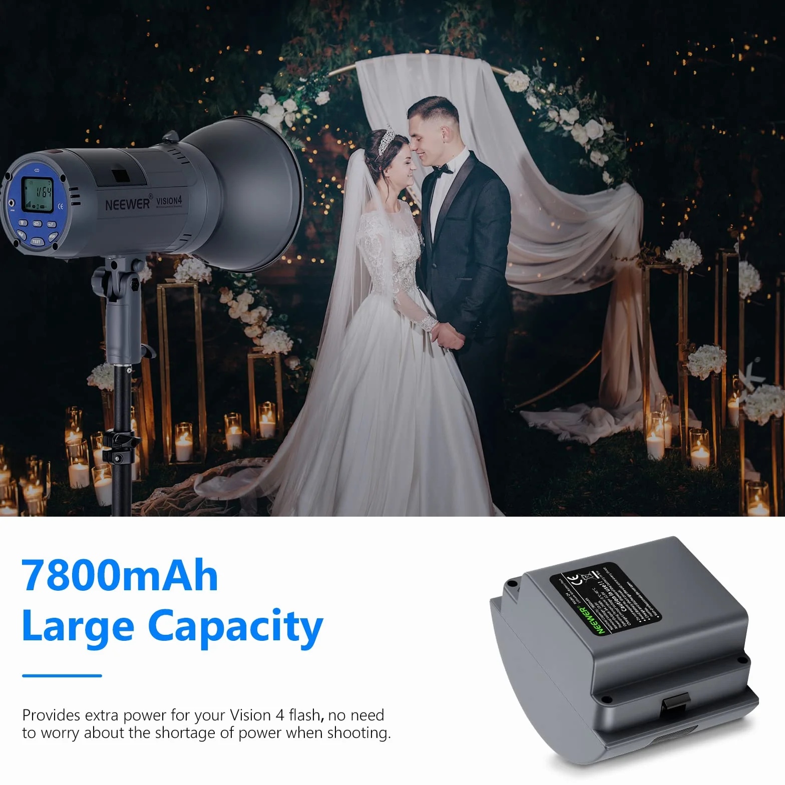 Neewer Batería Li-Ion Batería de Repuesto Recargable de Alta Capacidad para Flash Q300, Vision 4, ML300 Flash Strobe para Estudio al Aire Libre
