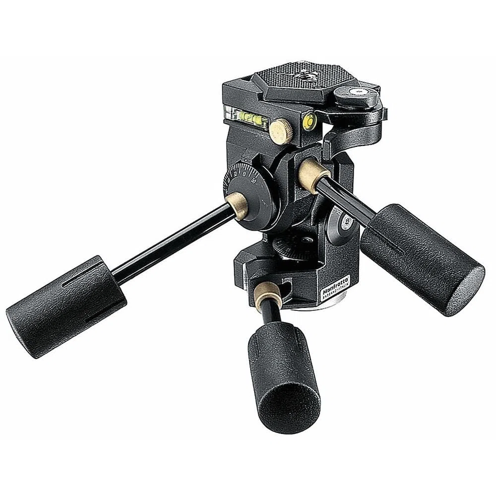 Manfrotto Cabeza de Trípode 3D Super Pro de 3 Vías con Liberación Rápida, Cabezal de Bola Fluido, Estabilizador de Cámara, Accesorios de Fotografía para la Creación de Contenido