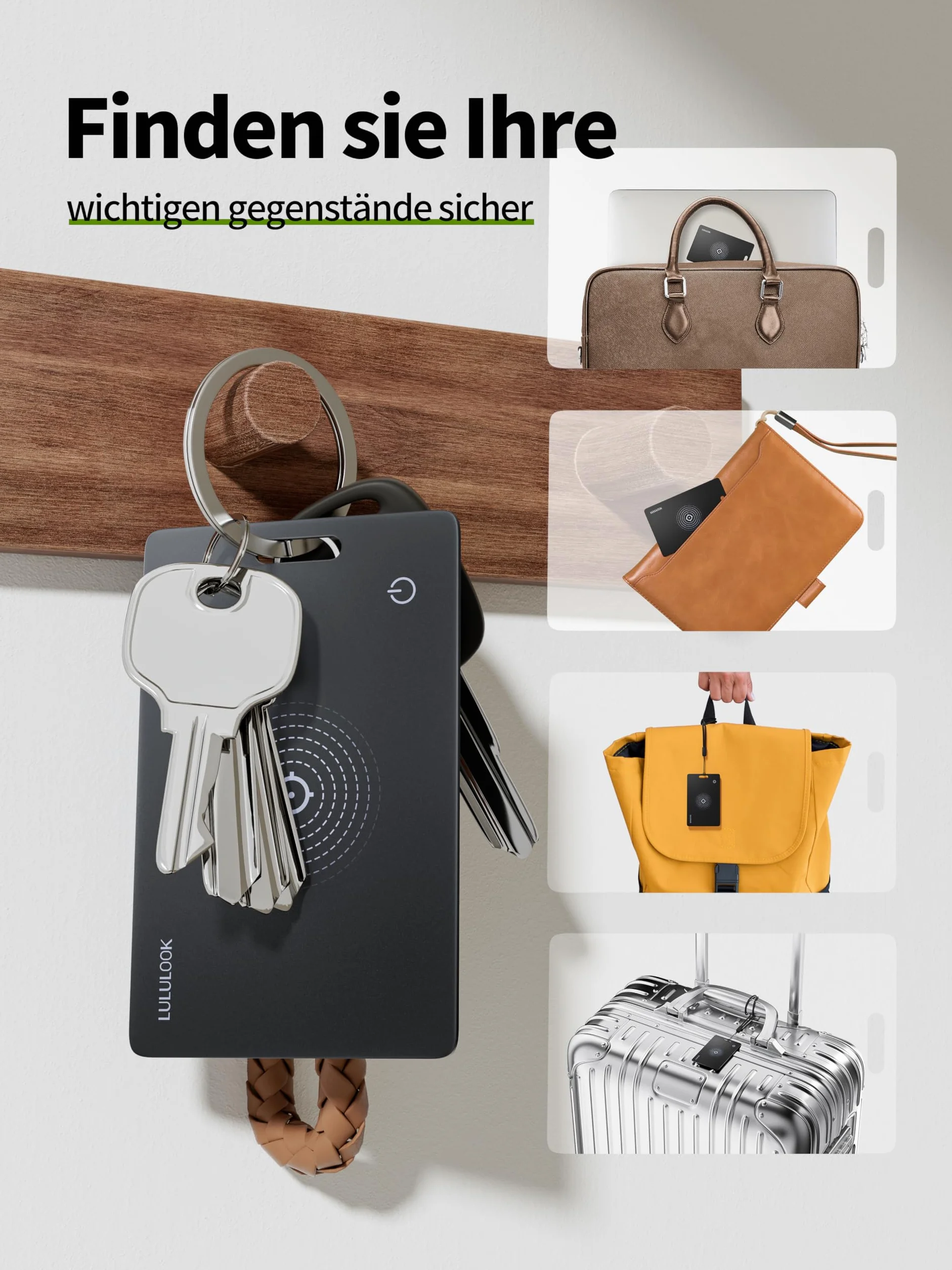 LULULOOK Air Tag Card magnética Recargabilidad Tracker Ultradelgado Bluetooth Smart Tracker Compatible con App Buscar Apple Find My(Sólo iOS),IP68 Impermeable Buscador para Cartera,Maletas,etc