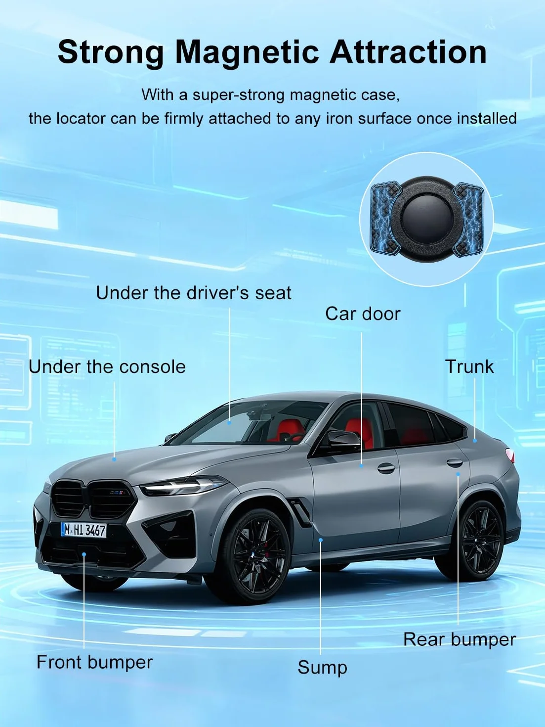 GPS Coche Localizador Sin Suscripción,Rastreador GPS para Coche Compatible con iOS e Android,Impermeable IP67,Reproducción de Ruta de 7 Días,Autonomía de 365 Días,Adecuado para Coches/Mascotas/Llaves