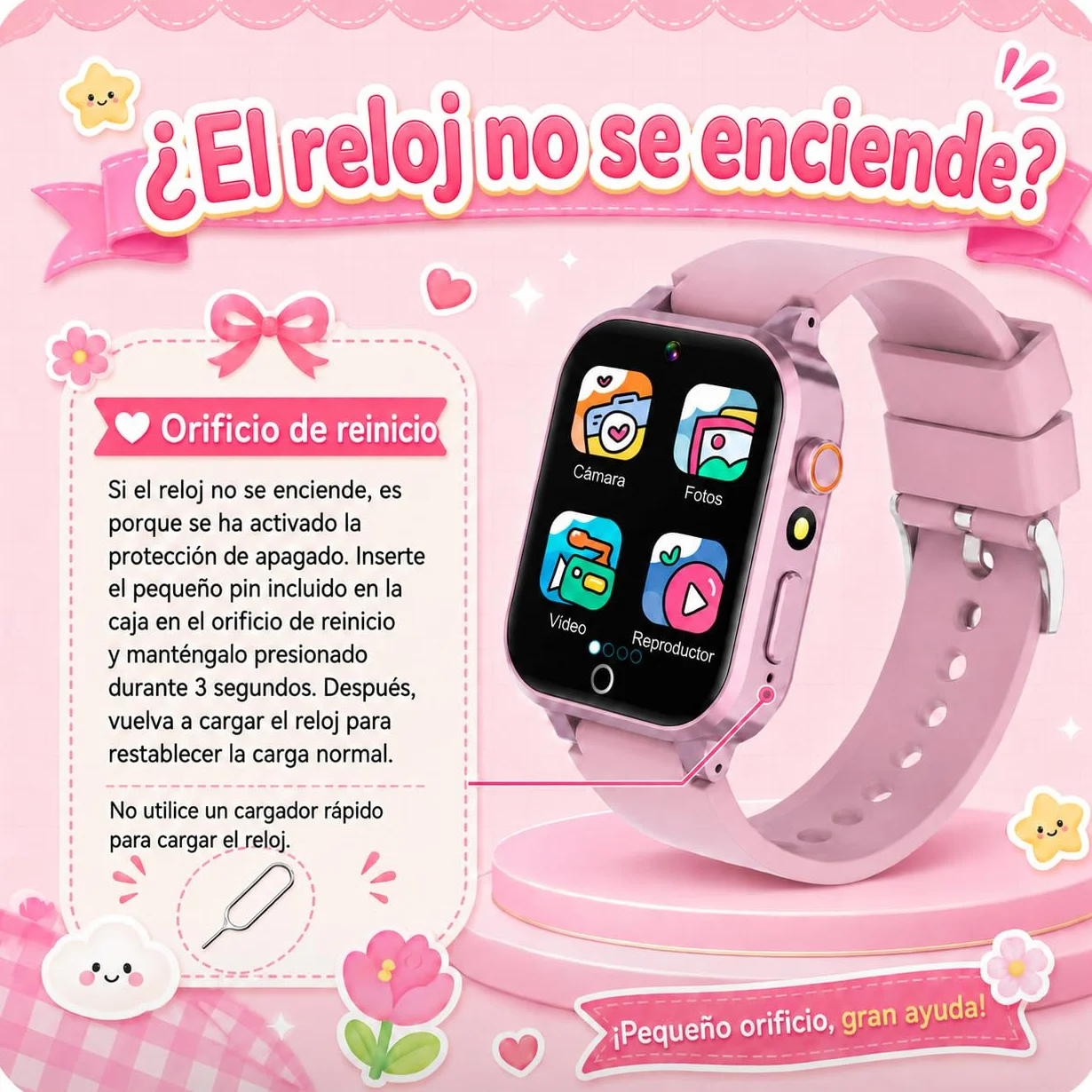 Reloj Inteligente Niño Niña 3-15 Años, 39 Juegos, Modo Deportivo, 100+ Tarjetas de Aprendizaje, Audiolibros, Modo Escuela, Cámara, MP3, Podómetro, Alarma, Linterna, Regalo Educativo para Niños y Niñas