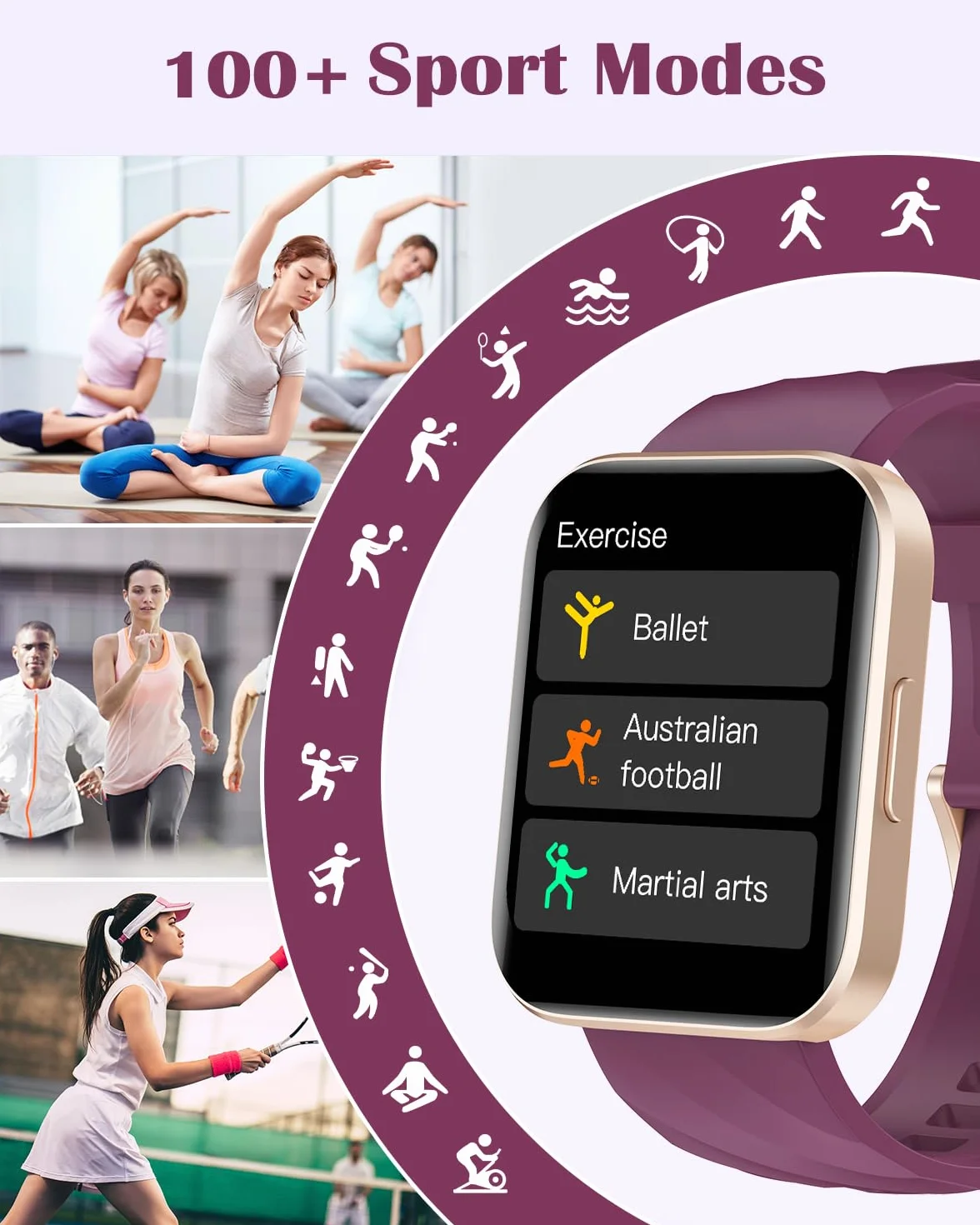 RUIMEN Reloj Inteligente Mujer Hombre con Llamada,1,83" Smartwatch con Pulsómetro,Podómetro,Oxímetro,Monitor Sueño,Esfera de reloj personalizada,Impermeable IP68 Pulsera de actividad para iOS Android