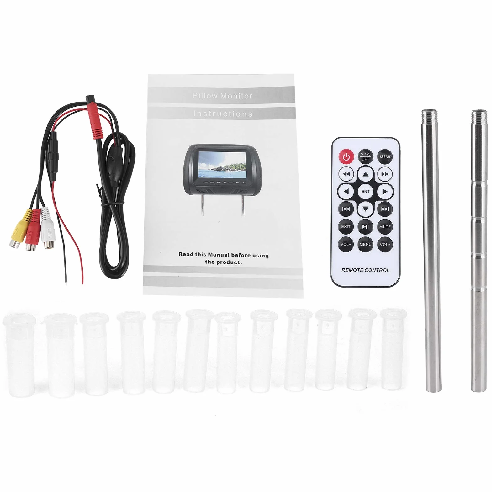 Reproductor de DVD para reposacabezas de Coche, Reproductor de vídeo para reposacabezas de Coche HD de 7in 1080P con Soporte para reposacabezas y Bluetooth, para niños, vídeo, Juegos
