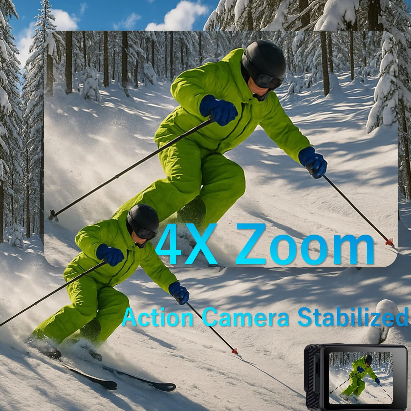 Camara Acuatica FHD 1080P, Cámara Subacuática Resistente al Agua hasta 40 m, Cámara Deportiva de Doble Pantalla con 2 baterías Recargables de 1050 mAh y Juego de Accesorios