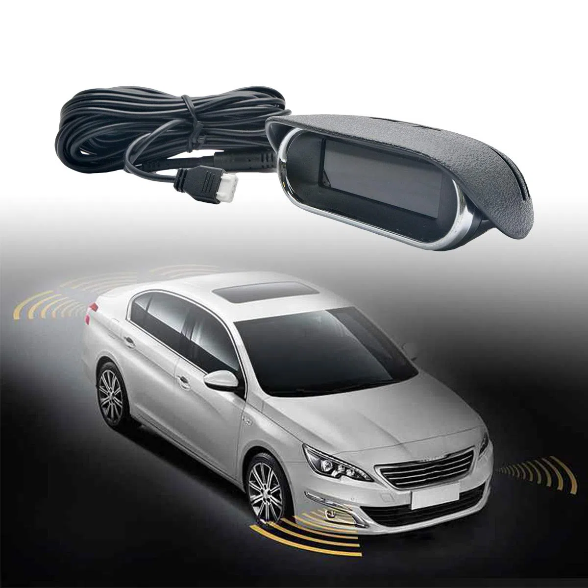 Sensor de aparcamiento para coche, KACEPAR Sistema de marcha atrás para vehículos, Kit de sensor de marcha atrás delantero y trasero, con pantalla LCD + sensores de aparcamiento