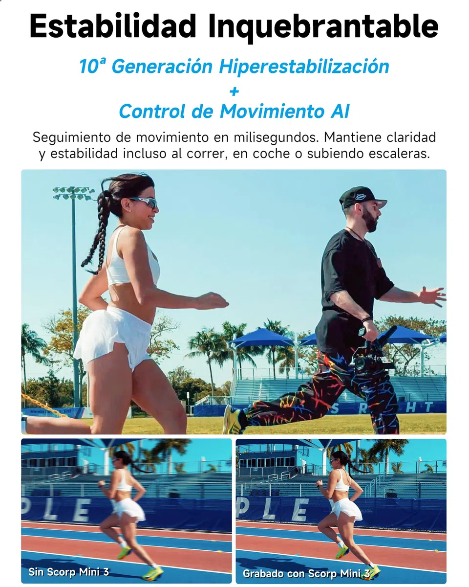 FeiyuTech SCORP Mini 3 Kit - Estabilizador Todo en Uno con Seguimiento AI, 2kg Carga y Pantalla 1.3" - Ideal para TikTok/Youtube/Vlogs - Compatible con Cámaras, iPhone y Cámaras de Acción