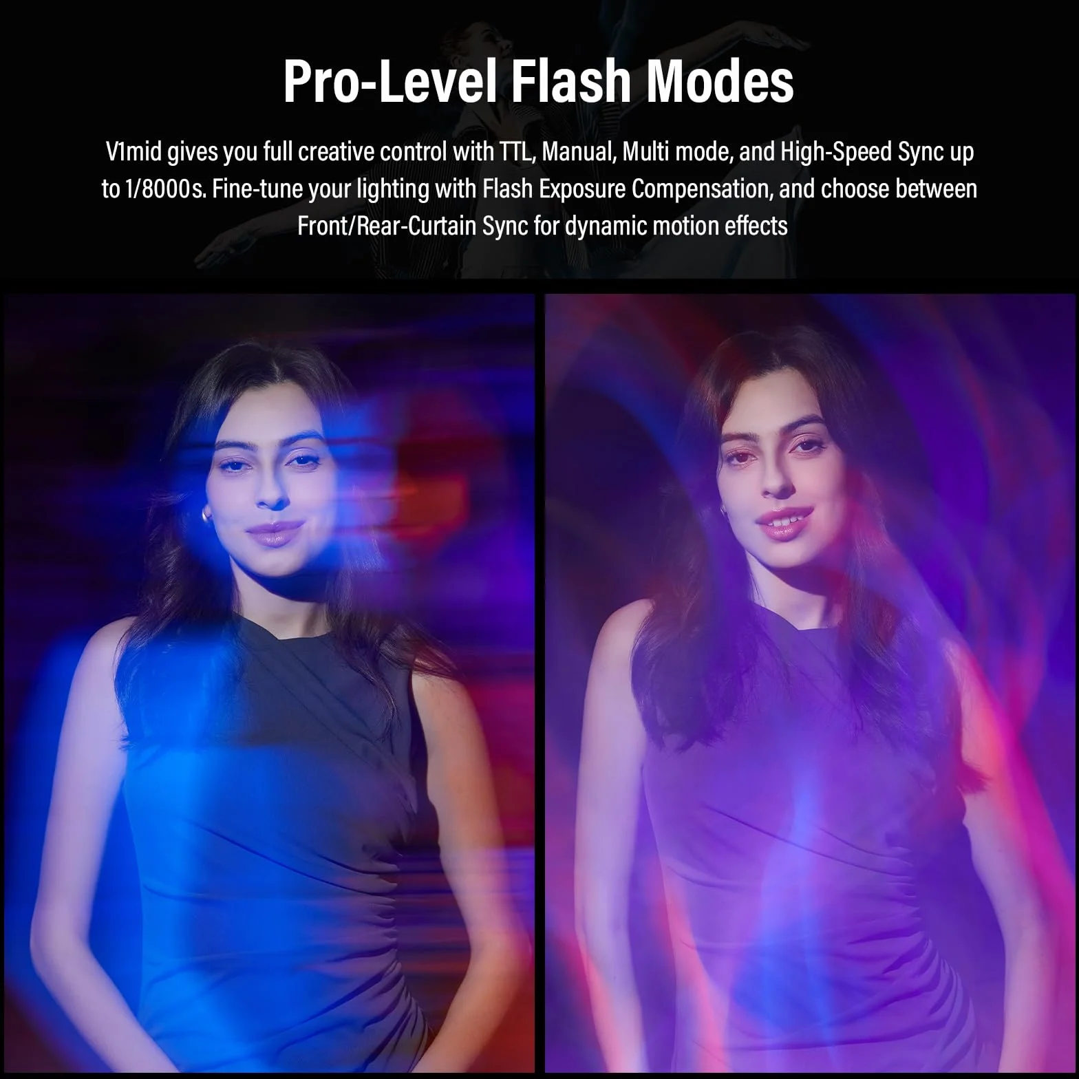Godox V1 Mid F Flash Speedlite, V1mid-F 55Ws TTL High Speed Cabeza Redonda Speedlight 1,7s Tiempo de carga para fotografía (V1 medio para Fujifilm)