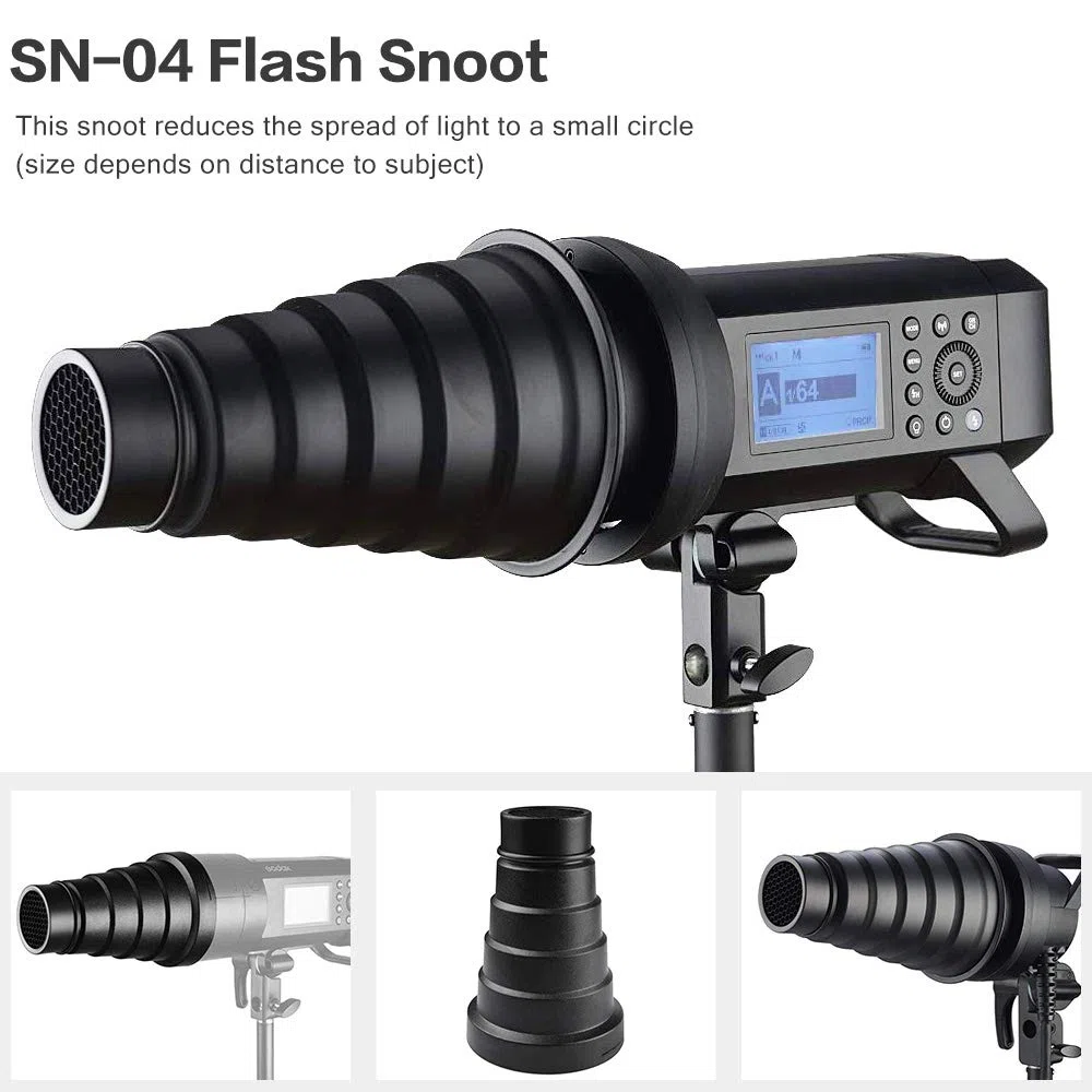 GODOX SN-04 Snoot con Rejilla de Nido Abeja para Bowens Montaje Godox AD400Pro (SN-04 Flash Snoot)
