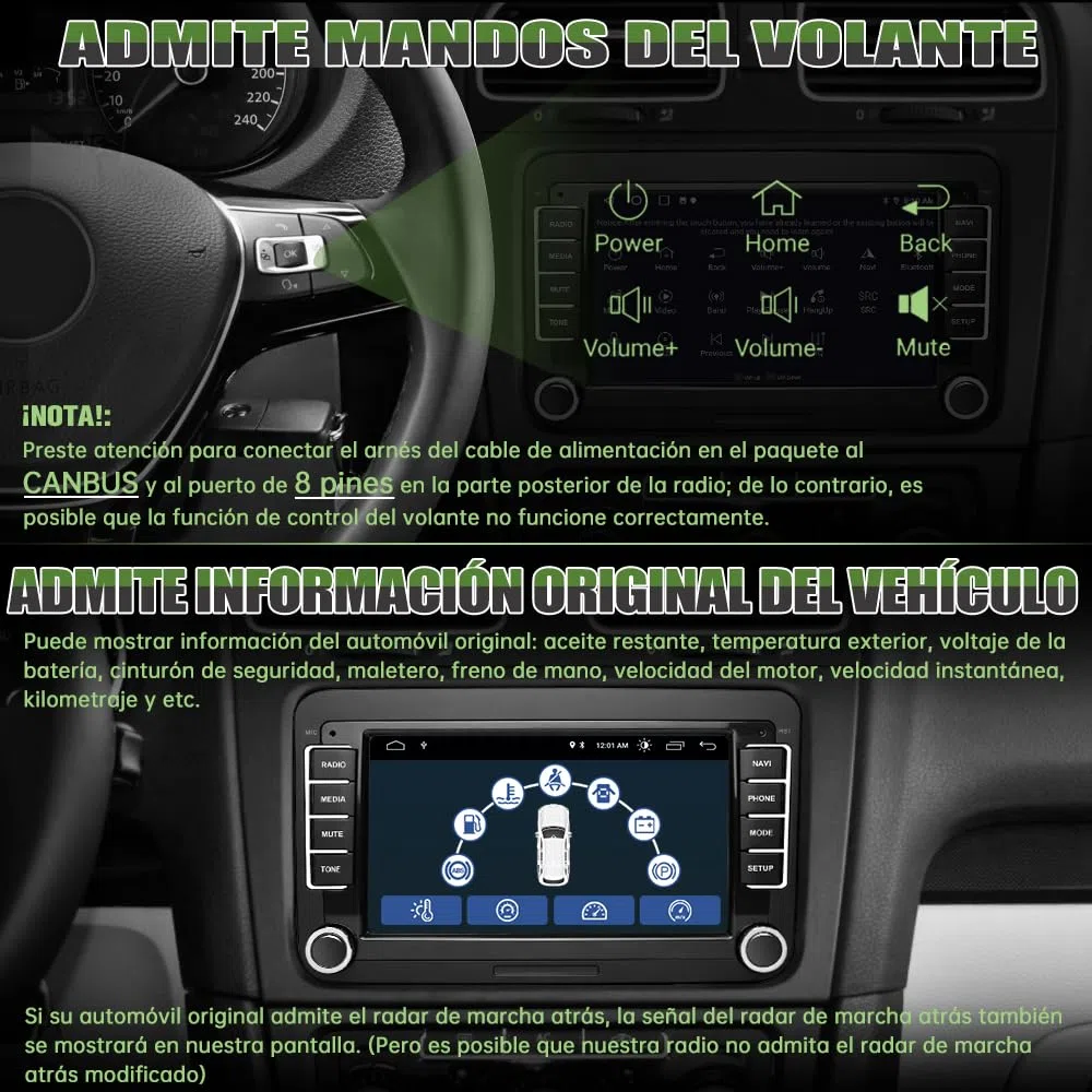 AWESAFE 2GB+64GB Radio Android 13.0 para Coche con Pantalla Bluetooth 2 DIN para VW, Autoradio 7'' con CarPlay/Android Auto para VW, Admite WiFi/GPS/RDS/USB/FM/Mandos del Volante y Cámara Trasera