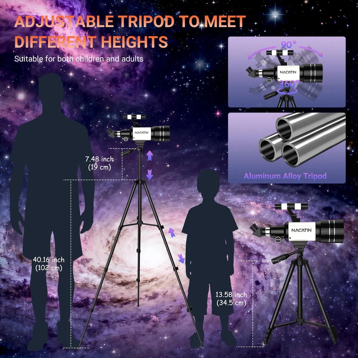 Telescopio astronómico con apertura de 70 mm y distancia focal de 300 mm (blanco)