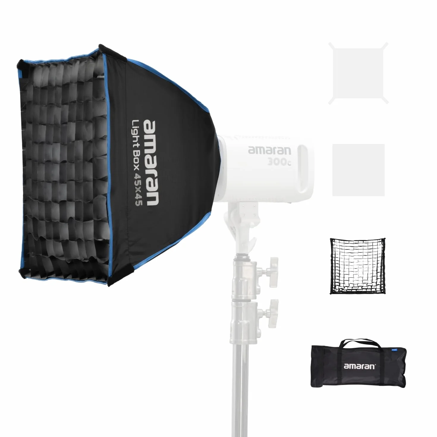 Amaran Light Box 45x45cm Softbox con Montura Bowens, Modificador de Luz Cuadrado de Instalación Rápida con Difusión & Rejilla para Foto & Video, Portátil y Ligero con Bolsa de Transporte
