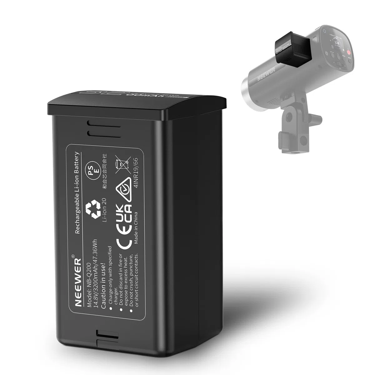 NEEWER Q200 Batería Rpuesto, Paquete de 14,8V/3200mAh Batería Iones Litio Recargable Solamente Q200 Luz Estroboscópica Flash Exterior para Fotografía Exterior, NB-Q200