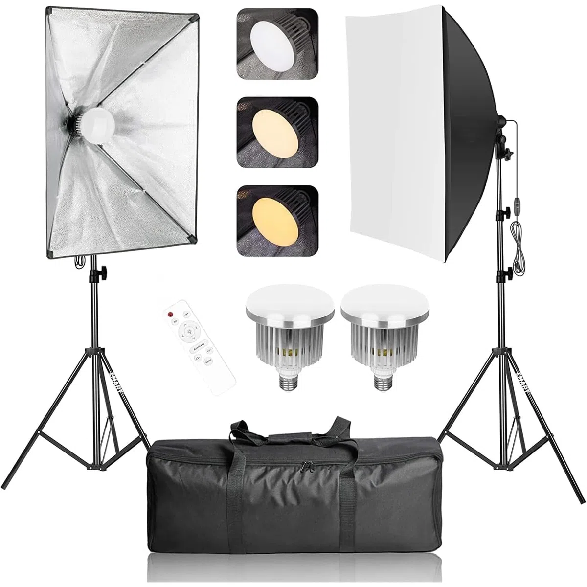 EMART Softbox de 50 x 70 cm, Kit de Iluminación LED Regulable de 85 W y 3000-6000K, Estudio Fotografico para Vídeo, Fotografía y Retratos de Estudio